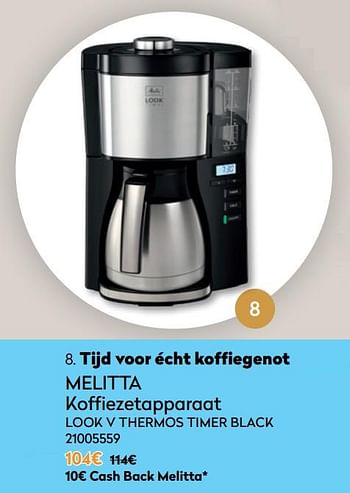 Promoties Melitta koffiezetapparaat look v thermos timer black - Melitta - Geldig van 01/12/2020 tot 31/12/2020 bij Krefel