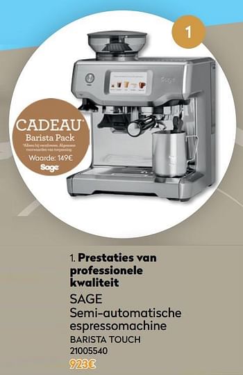 Promoties Sage semi-automatische espressomachine barista touch - Sage - Geldig van 01/12/2020 tot 31/12/2020 bij Krefel