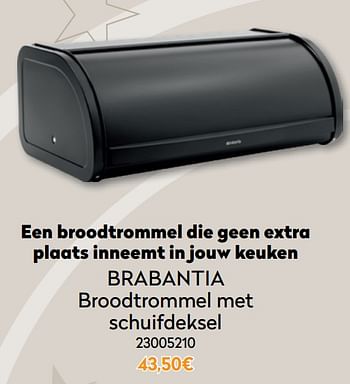Promoties Brabantia broodtrommel met schuifdeksel - Brabantia - Geldig van 01/12/2020 tot 31/12/2020 bij Krefel