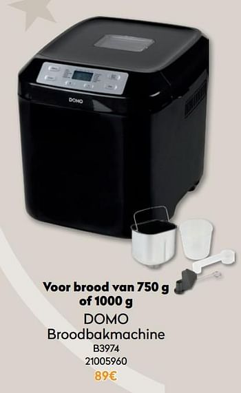 Promoties Domo broodbakmachine b3974 - Domo elektro - Geldig van 01/12/2020 tot 31/12/2020 bij Krefel