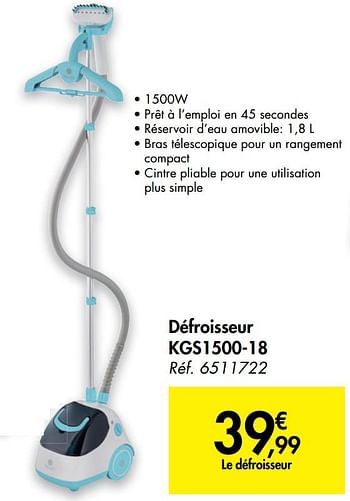Défroisseur vertical - KSB1500-23 - Blanc/Bleu KLINDO à Prix Carrefour