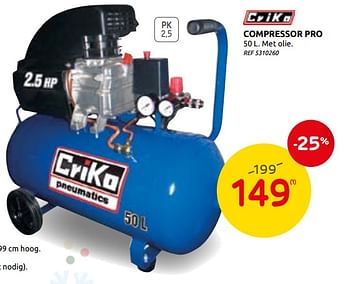 Promotions Criko compressor pro - Criko - Valide de 02/12/2020 à 28/12/2020 chez BricoPlanit
