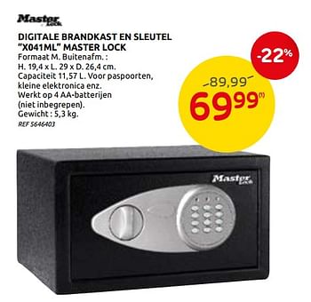 Promoties Digitale brandkast en sleutel x041ml master lock - Master Lock - Geldig van 02/12/2020 tot 28/12/2020 bij BricoPlanit