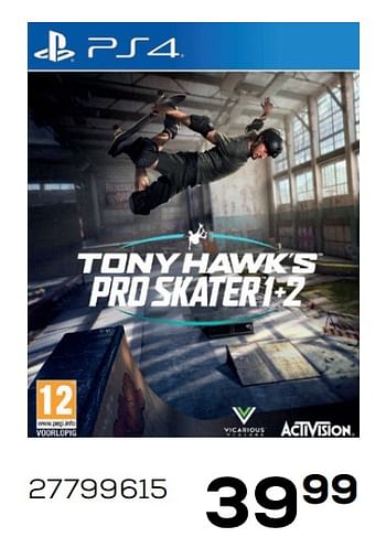 Promoties Ps4 tony hawk`s pro skater 1+2 - Activision - Geldig van 01/12/2020 tot 05/01/2021 bij Supra Bazar