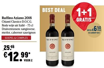 Promoties Ruffino aziano 2018 chianti classico d.o.c.g. rode wijn uit italië - Rode wijnen - Geldig van 03/12/2020 tot 09/12/2020 bij Delhaize