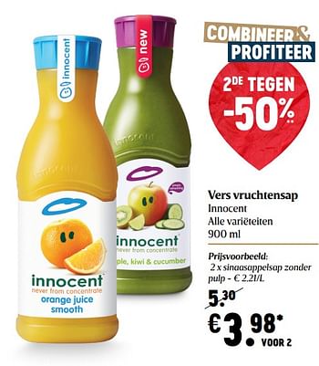 Promoties Vers vruchtensap innocent - Innocent - Geldig van 03/12/2020 tot 09/12/2020 bij Delhaize