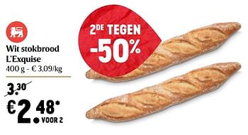 Promoties Wit stokbrood l`exquise - Huismerk - Delhaize - Geldig van 03/12/2020 tot 09/12/2020 bij Delhaize
