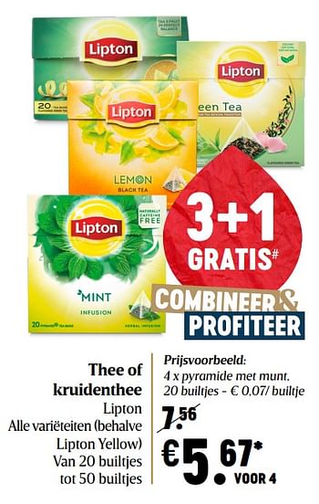 Promoties Thee of kruidenthee lipton - Lipton - Geldig van 03/12/2020 tot 09/12/2020 bij Delhaize