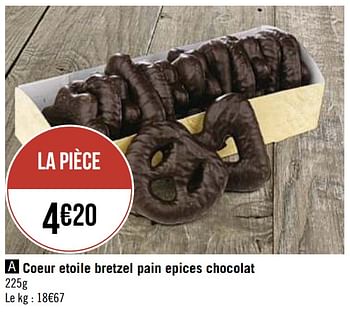 Promotions Coeur etoile bretzel pain epices chocolat - Produit Maison - Casino - Valide de 30/11/2020 à 13/12/2020 chez Super Casino