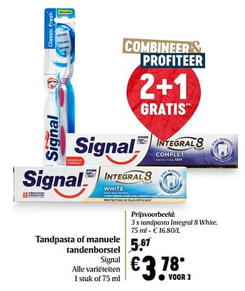 Promoties Tandpasta of manuele tandenborstel signal - Signal - Geldig van 03/12/2020 tot 09/12/2020 bij Delhaize