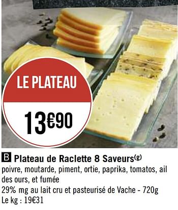 Promotions Plateau de raclette 8 saveurs - Produit Maison - Casino - Valide de 30/11/2020 à 13/12/2020 chez Super Casino