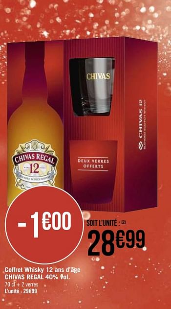 Promotions Coffret whisky 12 ans d`âge chivas regal - Chivas Regal - Valide de 30/11/2020 à 13/12/2020 chez Super Casino