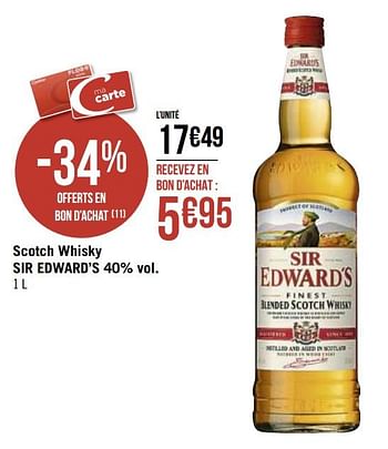 Promotions Scotch whisky sir edward`s - Sir Edward's - Valide de 30/11/2020 à 13/12/2020 chez Super Casino
