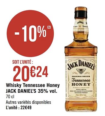 Promotions Whisky tennessee honey jack daniel`s - Jack Daniel's - Valide de 30/11/2020 à 13/12/2020 chez Super Casino