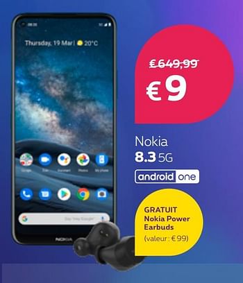 Promotions Nokia 8.3 5g - Nokia - Valide de 01/12/2020 à 31/12/2020 chez Proximus