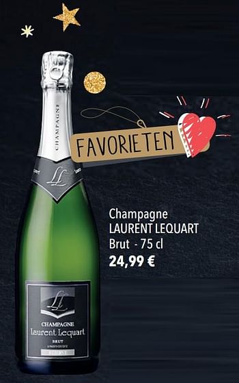 Promoties Champagne laurent lequart brut - Champagne - Geldig van 01/12/2020 tot 31/01/2021 bij Cora