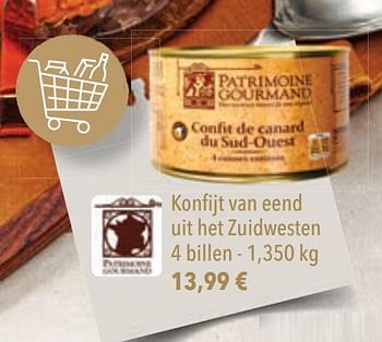 Promoties Konfijt van eend uit het zuidwesten 4 billen - Patrimoine Gourmand - Geldig van 01/12/2020 tot 31/01/2021 bij Cora
