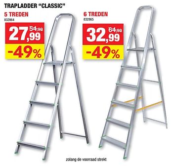 Promoties Trapladder classic 5 treden - Merk onbekend - Geldig van 02/12/2020 tot 13/12/2020 bij Hubo