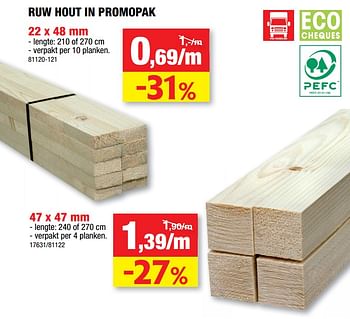 Promoties Ruw hout in promopak - Merk onbekend - Geldig van 02/12/2020 tot 13/12/2020 bij Hubo