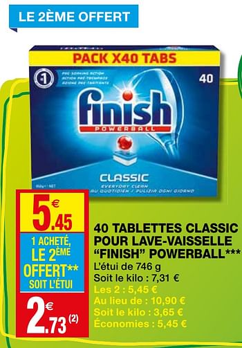 Promotions 40 tablettes classic pour lave-vaisselle finish powerball - Finish - Valide de 02/12/2020 à 13/12/2020 chez Coccinelle