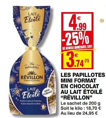 Promotions Les papillotes mini format en chocolat au lait étoilé révillo - Révillon Chocolatier - Valide de 02/12/2020 à 13/12/2020 chez Coccinelle