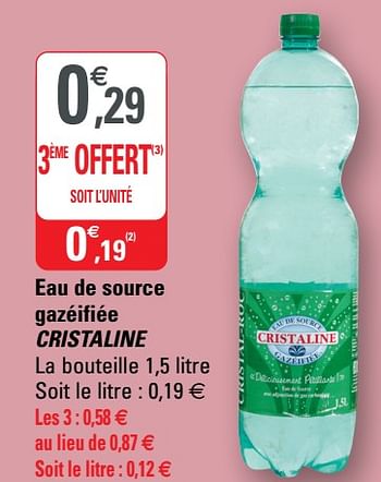 Promotions Eau de source gazéifiée cristaline - Cristaline - Valide de 02/12/2020 à 13/12/2020 chez G20