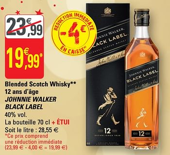 Promoties Blended scotch whisky 12 ans d`âge johnnie walker black label - Johnnie Walker - Geldig van 02/12/2020 tot 13/12/2020 bij G20