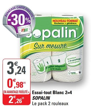 Promotions Essui-tout blanc sopalin - Sopalin - Valide de 02/12/2020 à 13/12/2020 chez G20