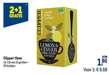 Promoties Clipper thee citroen + gember - Clipper - Geldig van 16/12/2020 tot 01/01/2021 bij Makro