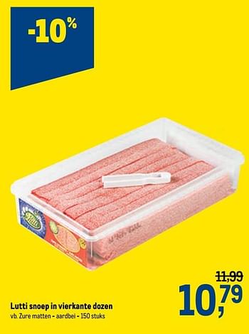 Promoties Lutti snoep in vierkante dozen zure matten - aardbei - Lutti - Geldig van 16/12/2020 tot 01/01/2021 bij Makro
