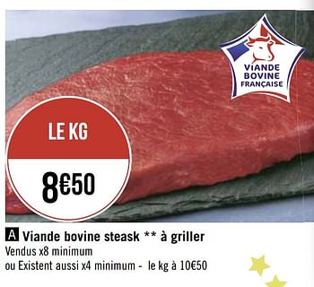 Promotions Viande bovine steask à griller - Produit Maison - Géant Casino - Valide de 30/11/2020 à 13/12/2020 chez Géant Casino