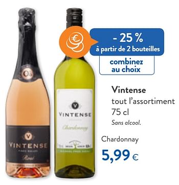Promotions Vintense chardonnay - Vins blancs - Valide de 02/12/2020 à 15/12/2020 chez OKay