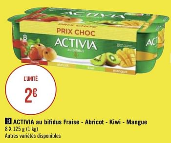 Promoties Activia au bifidus fraise - abricot - kiwi - mangue - Danone - Geldig van 30/11/2020 tot 13/12/2020 bij Géant Casino