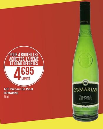 Promotions Aop picpoul de pinet ormarine - Vins blancs - Valide de 30/11/2020 à 13/12/2020 chez Géant Casino