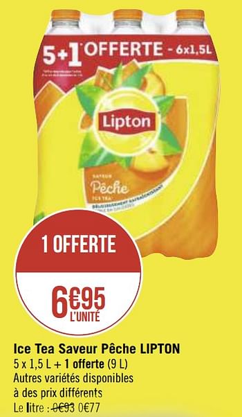 Promotions Ice tea saveur pêche lipton - Lipton - Valide de 30/11/2020 à 13/12/2020 chez Géant Casino