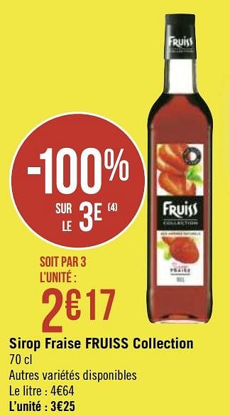 Promotions Sirop fraise fruiss collection - Fruiss - Valide de 30/11/2020 à 13/12/2020 chez Géant Casino
