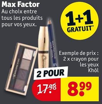 Promotions Max factor crayon pour les yeux khôl - Max Factor - Valide de 08/12/2020 à 13/12/2020 chez Kruidvat