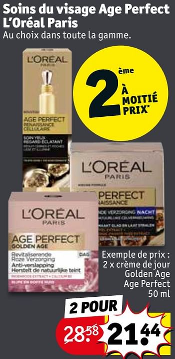 Promoties Soins du visage age perfect l`oréal paris crème de jour golden age age perfect - L'Oreal Paris - Geldig van 08/12/2020 tot 13/12/2020 bij Kruidvat
