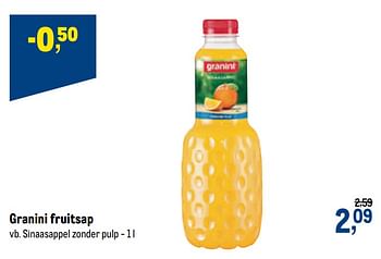 Promoties Granini fruitsap sinaasappel zonder pulp - Granini - Geldig van 16/12/2020 tot 01/01/2021 bij Makro