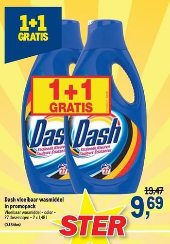 Promotions Dash vloeibaar wasmiddel - Dash - Valide de 16/12/2020 à 01/01/2021 chez Makro