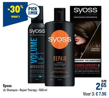 Promoties Syoss shampoo - repair therapy - Syoss - Geldig van 16/12/2020 tot 01/01/2021 bij Makro