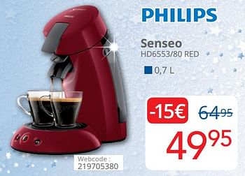 Promotions Philips senseo hd6553-80 red - Philips - Valide de 07/12/2020 à 31/12/2020 chez Eldi
