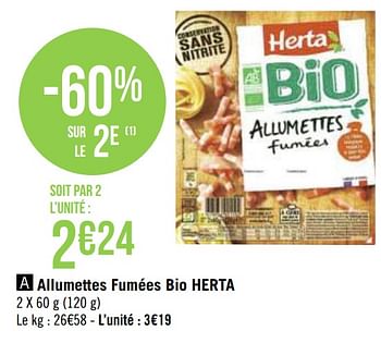 Promoties Allumettes fumées bio herta - Herta - Geldig van 30/11/2020 tot 13/12/2020 bij Géant Casino