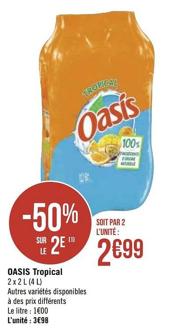 Promotions Oasis tropical - Oasis - Valide de 30/11/2020 à 13/12/2020 chez Géant Casino