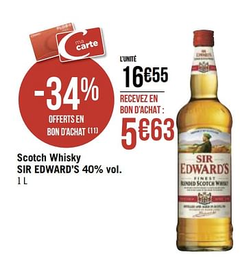 Promotions Scotch whisky sir edward`s - Sir Edward's - Valide de 30/11/2020 à 13/12/2020 chez Géant Casino