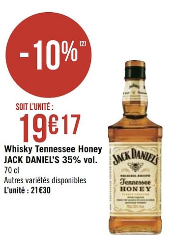 Promotions Whisky tennessee honey jack daniel`s - Jack Daniel's - Valide de 30/11/2020 à 13/12/2020 chez Géant Casino