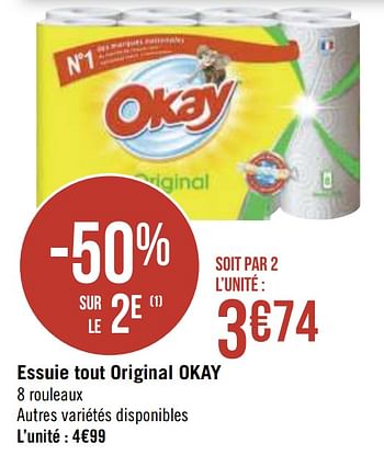 Promotions Essuie tout original okay - Produit maison - Okay  - Valide de 30/11/2020 à 13/12/2020 chez Géant Casino