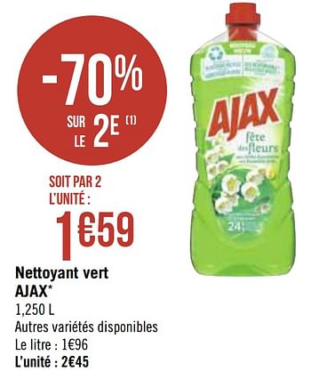 Promotions Nettoyant vert ajax - Ajax - Valide de 30/11/2020 à 13/12/2020 chez Géant Casino