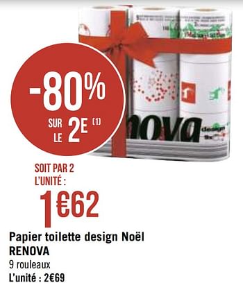 Promotions Papier toilette design noël renova - Renova - Valide de 30/11/2020 à 13/12/2020 chez Géant Casino