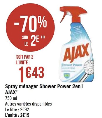 Promotions Spray ménager shower power 2en1 ajax - Ajax - Valide de 30/11/2020 à 13/12/2020 chez Géant Casino